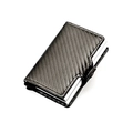 Minimalist carbon fiber RFID blocking aluminum wallet with pop-up button design - Light Gray Carbon Fiber Texture