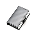 Dual layer aluminum RFID credit card holder with carbon fiber texture and money clip - Silver Carbon Fiber Pattern