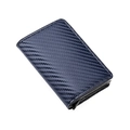 Slim navy blue carbon fiber business wallet with automatic aluminum card ejector mechanism - Carbon Fiber Blue