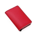 Slim red carbon fiber pop-up wallet with aluminum automatic credit card ejector mechanism - Carbon Fiber Red
