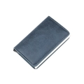 Porte-cartes RFID en cuir bleu foncé texturé avec boîtier métallique coulissant - Bleu