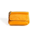 Genuine leather mini coin purse in yellow with litchi texture and heart charm - Yellow