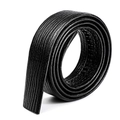 Men's black cowhide leather belt strap with automatic buckle tracks and textured finish - 110 / Black
