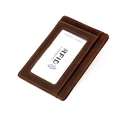Porte-cartes en cuir brun foncé effet vieilli avec protection RFID et fente Airtag - Marron