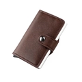 Porte-cartes en similicuir marron et aluminium avec protection RFID et fermoir à bouton - Café