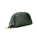Custodia per chiavi in pelle verde scuro con trama litchi e zip dorata in metallo - Verde Scuro