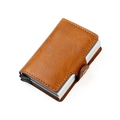 Portacarte RFID in pelle marrone martellata con espulsione automatica in alluminio - Grana Crazy Horse Marrone