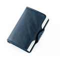 Portafoglio RFID blu scuro in pelle litchi con custodia automatica in alluminio per carte - Blu