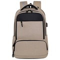 Zaino porta PC kaki con porta USB e strisce riflettenti su sfondo bianco pulito - Cachi