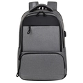 Zaino grigio business da viaggio con porta USB e design multi-tasca - Grigio