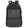 Zaino porta PC grigio scuro per viaggi di lavoro con porta USB e striscia riflettente - grigio scuro