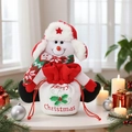 Gestrickter Weihnachts-Schneemann-Geschenkbeutel mit Stickerei und rotem Hut Motiv - Schneemann