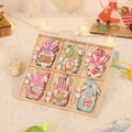 Lot de 6 suspensions de Pâques en bois avec gnomes, oreilles de lapin et œufs colorés - Style B Ornements Suspendus en Bois à 6 Grilles(P-M96)