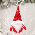 Hangende rode kerstkabouter met glanzende lovertjes en gestreepte armen decoratie - Rode Pailletten Pop Hanger