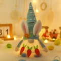 Easter gnome plush with glowing body, blue striped hat, rabbit ears and orange carrots - Blue Glowing Rabbit Ornament (L-FH76)