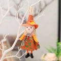 Simpatica bambola spaventapasseri da appendere con cappello da strega e vestito a zucca - Pendaglio Ragazza Modello D (Dettagli in Pizzo)