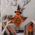 Hängende Halloween Kürbis-Hexe Puppe mit Spinnennetz-Umhang und schwarzem Hexenhut - Kürbis-Kleid Anhänger (X-Y63)