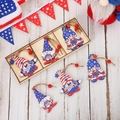 6er-Set USA Unabhängigkeitstag Holz-Gnom-Anhänger mit Sternen und Streifen für Dekoration - Stil C (Dreigitter Holzanhänger)