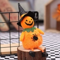 Bambola di zucca di Halloween in peluche con cappello da strega e decoro di ragno nero - Ciondolo a Zucca / Arancione