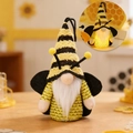 Light-up bee gnome plush doll with yellow stripes, black wings and white beard decor - Style A Black Yellow Striped Hat