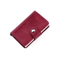 Portacarte RFID in pelle bordeaux con custodia in alluminio e chiusura a scatto - Borgogna