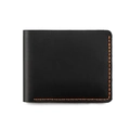 Detail of vintage black leather wallet featuring contrast orange stitching and retro style - Classic / Black