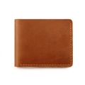 Detail of vintage crazy horse leather wallet with rugged handmade orange stitching - Classic / Brown