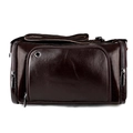 Dark brown leather shoulder bag for men with metal zipper details and strap - Coffee