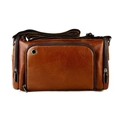 Brown premium cowhide leather crossbody bag with multiple pockets and adjustable strap - Brown