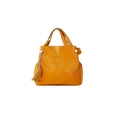 Borsa a mano in pelle martellata giallo senape con elegante nappina e dettagli in argento - Giallo
