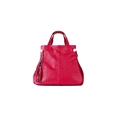 Borsa tote in pelle rossa a grana con nappa alla moda e dettagli in metallo argentato - Rosa Rosso