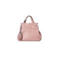 Elegant mauve leather handbag with pebble texture and matching tassel charm - Dusty Pink