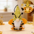 Leuchtendes Hummel-Zwerg Plüschtier mit gelben Flügeln und LED für das Bienenfest - Stil C Wellenmuster Hut