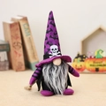 Gnomo di Halloween in peluche con cappello a pipistrello viola e teschio - Viola