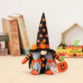 Halloween Gnom Plüsch mit Spitzhut, Kürbis Zubehör und grauem Bart Dekoration - Orange Stern Kürbis-Stil (X-Y13 A)