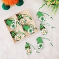 St. Patrick's Day wooden gnome ornaments set with green patterns and lucky symbols - Style D (P-M94)