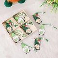 St. Patrick's Day wooden gnome ornaments with green beer and horseshoe in a wooden box - Style B (P-M92)