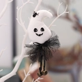 Plush Halloween ghost pendant with black tutu dress and metal bells for party decor - Ghost Pendant (X-Y56)