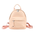 Detailed front view of soft light pink mini PU leather backpack with lychee grain texture - Light Pink