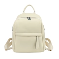 Detalle de textura de cuero granulado crema y cremallera plateada en la mochila para mujer - Blanco