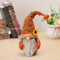 Gnomo de peluche de otoño con gorro naranja, mini calabaza y detalle de girasol - Adorno de Muñeco Masculino (Estilo Barba)