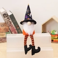 Halloween long-legged gnome doll with spider web hat and orange-black striped legs - Orange Style (X-Y17 C)