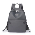 Zaino minimalista grigio scuro in tessuto Oxford da donna con placca metallica e cerniere - Grigio
