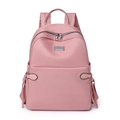 Dettaglio frontale dello zaino in tessuto Oxford rosa con cerniere metalliche - Rosa