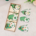 Saint Patrick's Day wooden gnome ornaments set with clover patterns in a storage box - Style B (P-M88) / Three-Grid Wooden Hanging