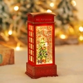 Red Christmas telephone booth snow globe light with mini tree and festive glitter inside - Christmas Tree Style