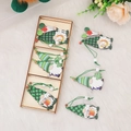 St. Patrick's Day wooden gnome ornaments set with clover patterns in a storage box - Style C (P-M89) / Three-Grid Wooden Hanging