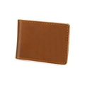 Macro shot of brown crazy horse leather driver license cover with hand-stitched detailing - Plain Style / Brown