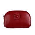 Close-up of wine red genuine leather mini bag showing detailed lychee grain texture - Burgundy