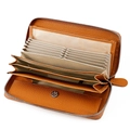 Cartera de cuero marrón con protección RFID y compartimentos para tarjetas tipo acordeón - Caramelo